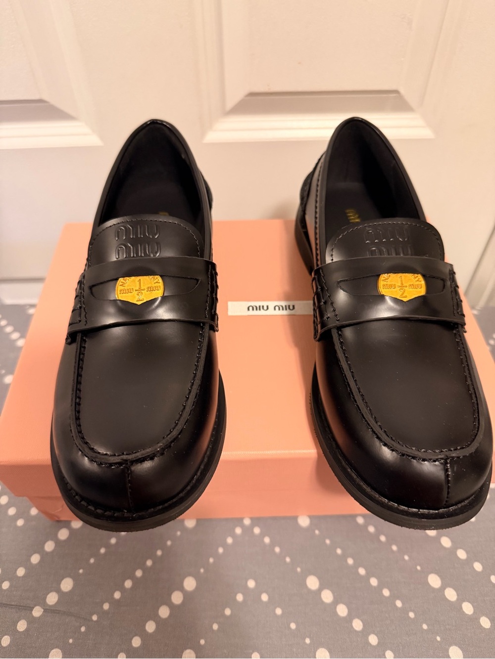 Miu Miu Black Leather Penny Loafers for Women’s